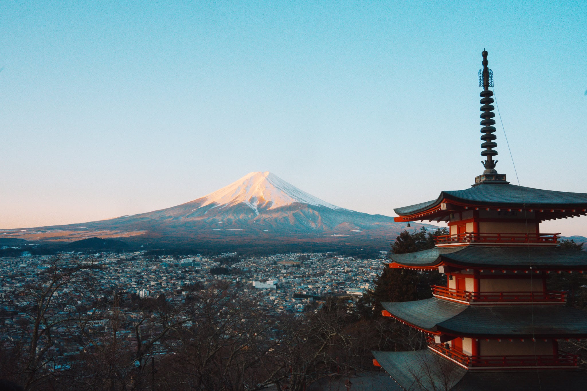 Mt. Fuji from Kawaguchiko in the morning.