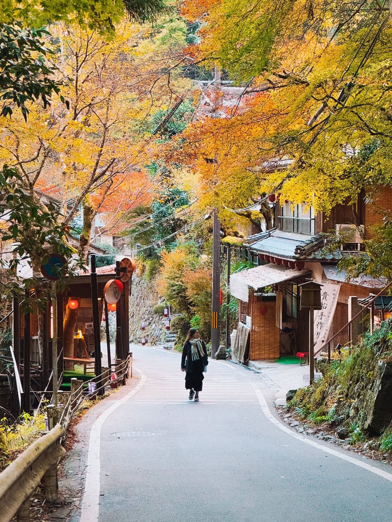 Fall at Kifune Shrine in Kyoto.