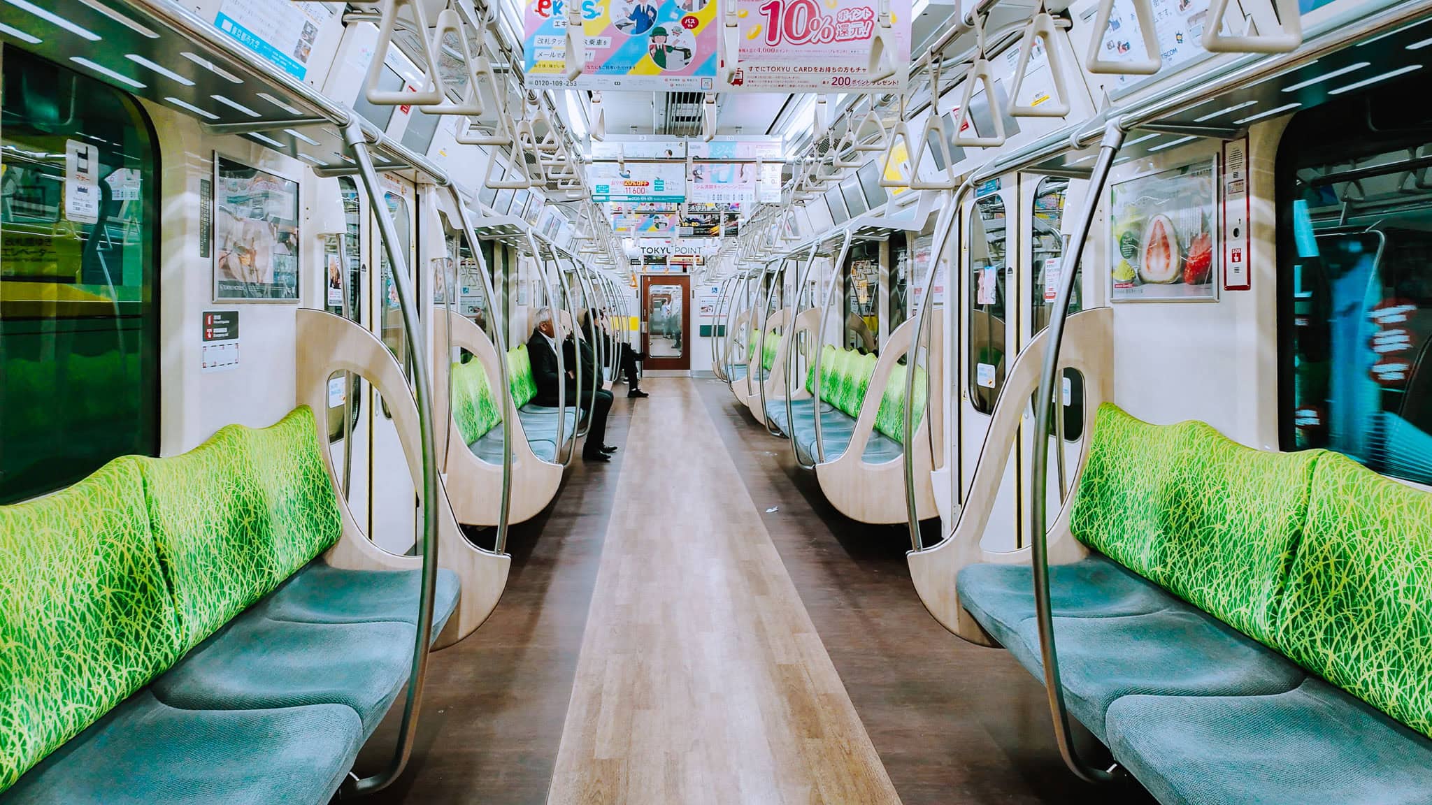 Tokyo local subway interior.