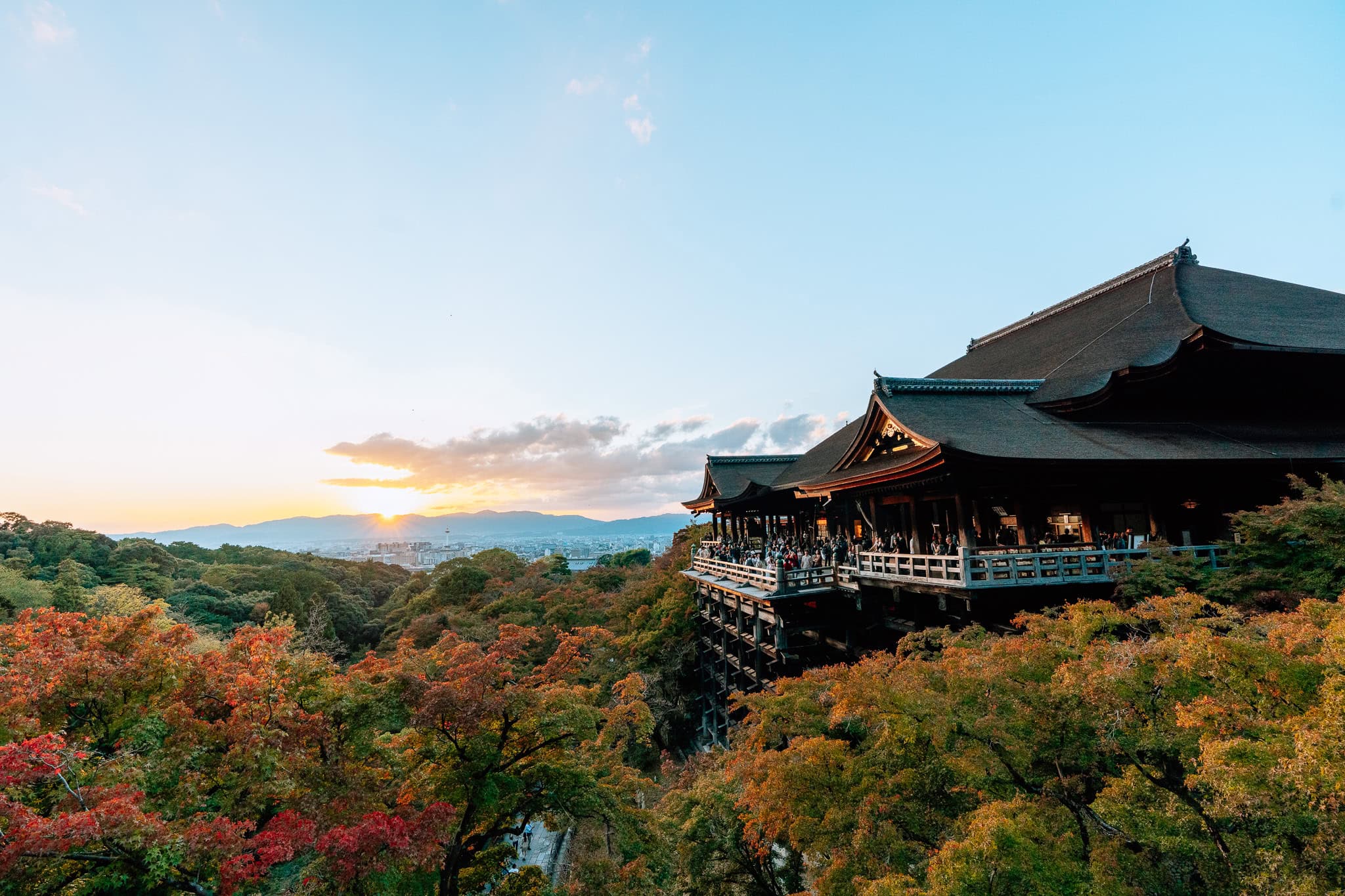 Kiyomizu-dera in Kyoto with foliage